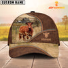 Uni Red Angus Zipper Leather Pattern Customized Name Cap