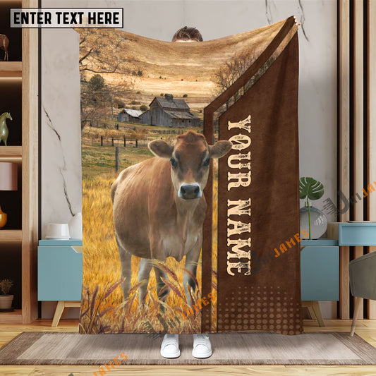 Uni Personalized Name Jersey Farming Life Pattern Blanket
