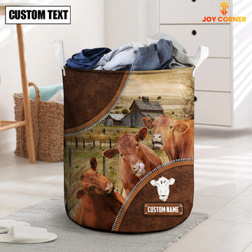 Uni Red Angus Custom Name Laundry Basket