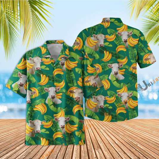 Uni Charolais Banana Green Summer Hawaiian Shirt