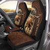 Uni Texas Longhorn Personalized Name Leather Pattern Car Seat Covers Universal Fit (2Pcs)