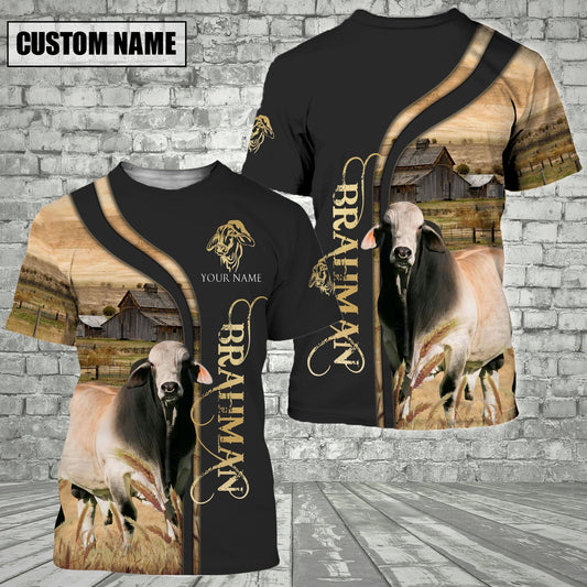 Uni Customized Name Name Brahman On The Farm 3D T - Shirt 2023
