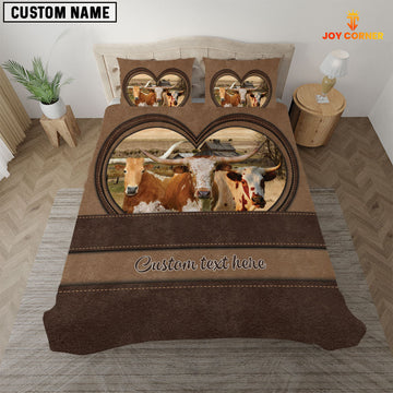 Uni Texas Longhorn In Heart Custom Name Bedding Set