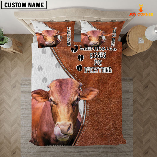 Uni Beefmaster Kisses Fix Everything Custom Name Bedding Set