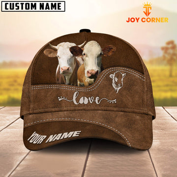Uni Simmental Love Leather Pattern Customized Name Cap