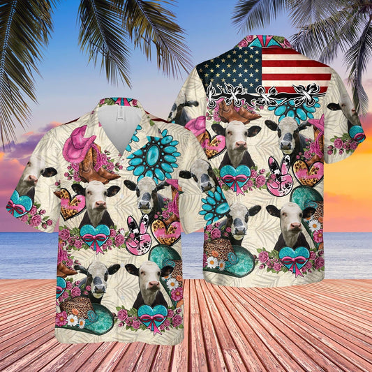 Unique Black Baldy Happiness Flowers 3D Hawaiian Shirt