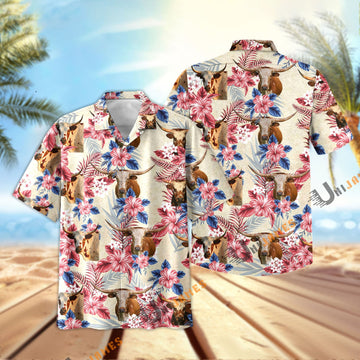 Uni Texas Longhorn Flowers Cool Summer Pattern Hawaiian Shirt