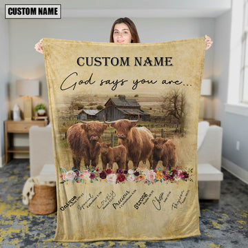 God Says You Are - Uni Personalized Name Highland Blanket