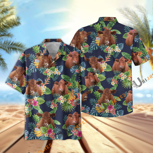 Uni Red Angus Fruit Summer Hawaiian Shirt