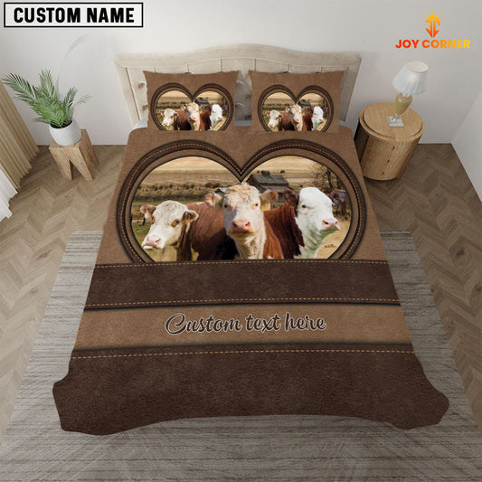 Uni Hereford In Heart Custom Name Bedding Set