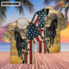 Uni Black Horse On Farms Custom Name American Flag 3D Shirt