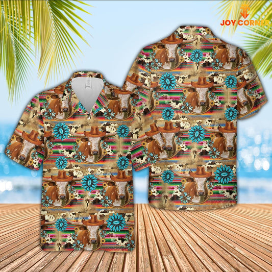Uni Texas Longhorn Cowboy Pattern 3D Hawaiian Shirt