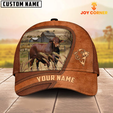 Uni Beefmaster Customized Name Brown Leather Pattern Cap