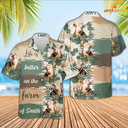 Uni Custom Name Hereford Life Is Better On The Farm Hawaiian Shirt