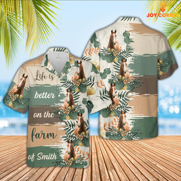 Uni Custom Name Horse Life Is Better On The Farm Hawaiian Shirt