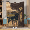 Uni Personalized Name Black Labrador Leather Pattern Blanket