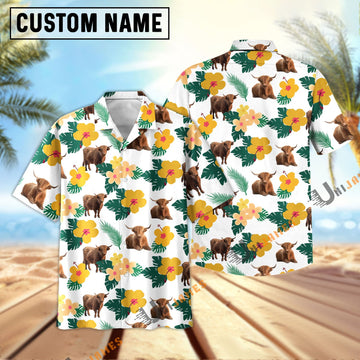 Uni Highland Summer Flamigo Flower Hawaiian Shirt