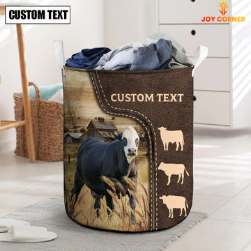 Uni Black Baldy Custom Name Leather Pattern Laundry Basket