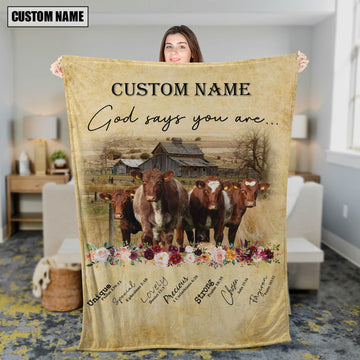 God Says You Are - Uni Personalized Name Shorthorn Blanket