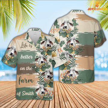 Uni Custom Name Brahman Life Is Better On The Farm Hawaiian Shirt