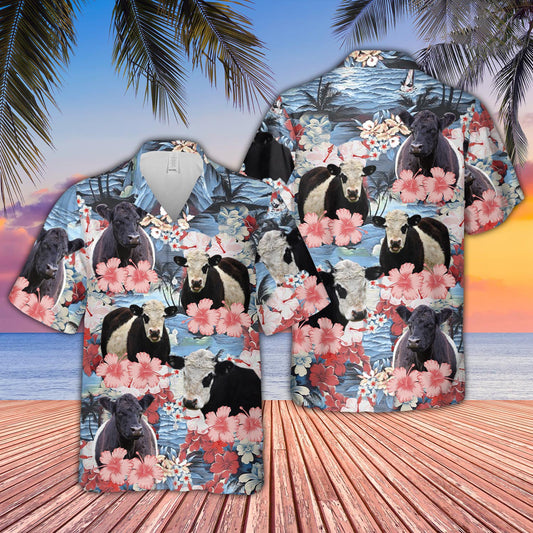 Uni Belted Galloway Flower Farming 3D Hawaiian Shirt