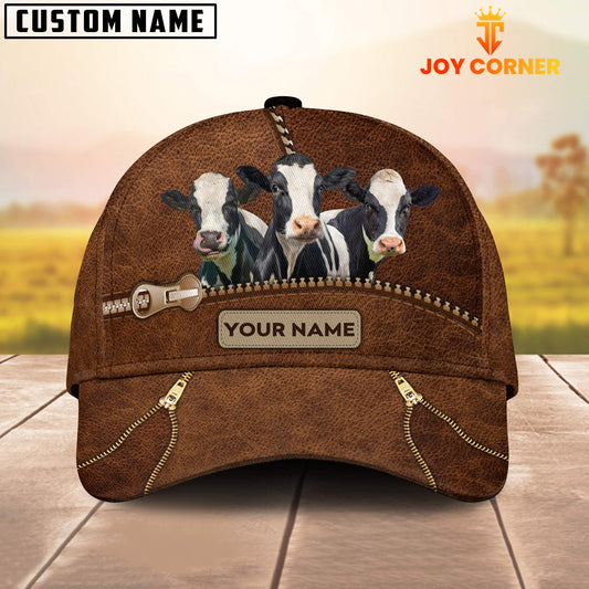 Uni Holstein Cattle Zipper Pattern Customized Name Cap