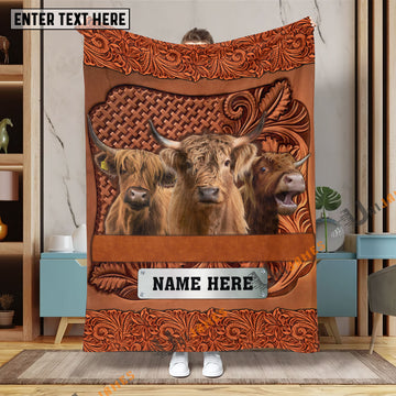 Uni Highland Cattle Farming Life Personalized Name Blanket