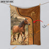 Uni Personalized Name Horse Premium Brown Pattern Blanket