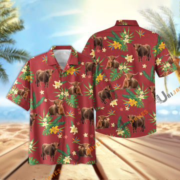 Uni Highland Vintage Red Summer Hawaiian Shirt