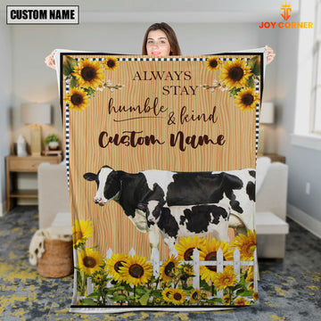 Uni Holstein Custom Name - Always Stay Humble and Kind Blanket