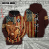 Uni Highland US Flag Retro Personalized 3D Hoodie