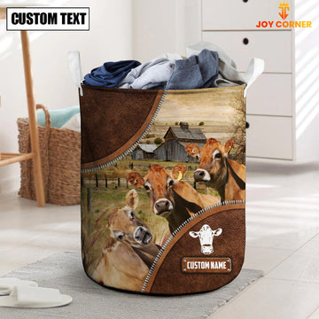 Uni Jersey Cow Custom Name Laundry Basket