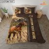 Uni Horse Custom Text Leather Pattern Bedding Set