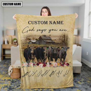 God Says You Are - Uni Personalized Name Black Angus Blanket