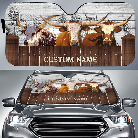 Uni Texas Longhorn Farming Custom Name 3D Sun Shade