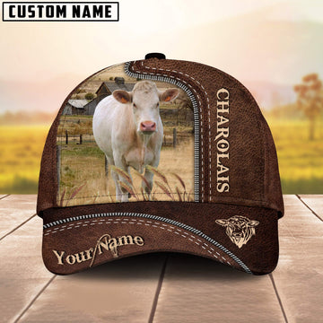 Uni Charolais No Horn Customized Name Leather Pattern Cap