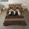 Uni Black Hereford In Heart Custom Name Bedding Set