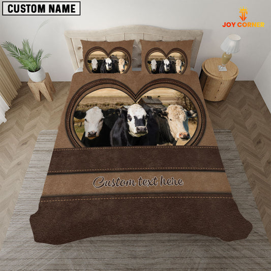 Uni Black Hereford In Heart Custom Name Bedding Set