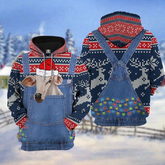 Uni Brahman Cattle Christmas Knitting Pattern 3D Hoodie