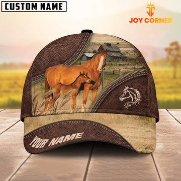 Uni Horse On The Farm Customized Name 3D Brown Cap