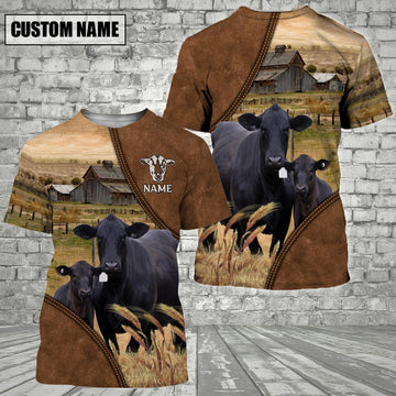 Uni Black Angus Barn Farm Customized Name 3D T-Shirt