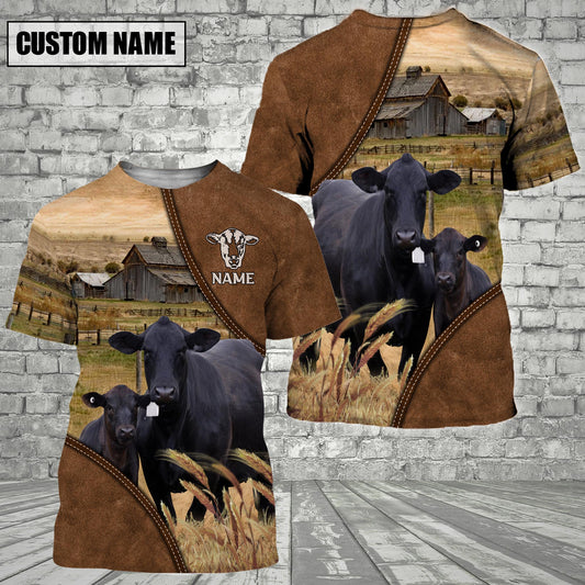 Uni Black Angus Barn Farm Customized Name 3D T-Shirt