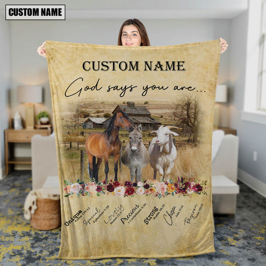 God Says You Are - Uni Personalized Name Belted Galloway Blanket