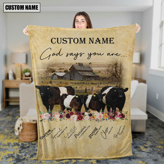 God Says You Are - Uni Personalized Name Charolais No Horn Blanket