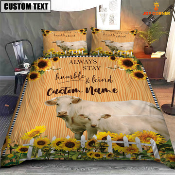 Uni Charolais Stay Humble And Kind Custom Name Bedding Set