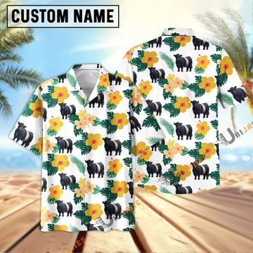 Uni Belted Galloway Summer Flamigo Flower Hawaiian Shirt