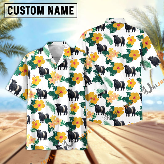 Uni Belted Galloway Summer Flamigo Flower Hawaiian Shirt