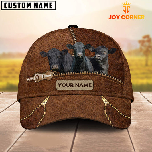 Uni Black Angus Cattle Zipper Pattern Customized Name Cap