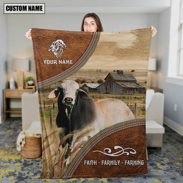 Uni Personalized Name Brahman Faith Family Farming Blanket