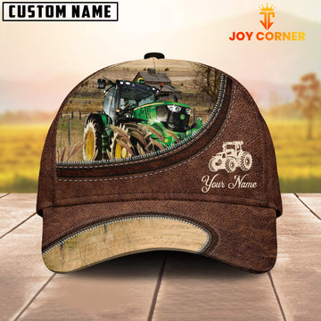 Uni Tractor On The Farm Customized Name Leather Pattern Cap